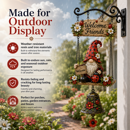🔥 Rustic Garden Gnome Bell Outdoor Decor 🐞🌼