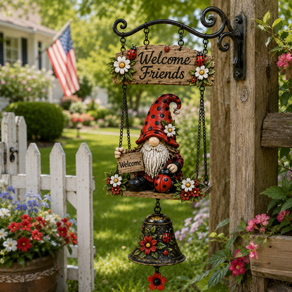 🔥 Rustic Garden Gnome Bell Outdoor Decor 🐞🌼