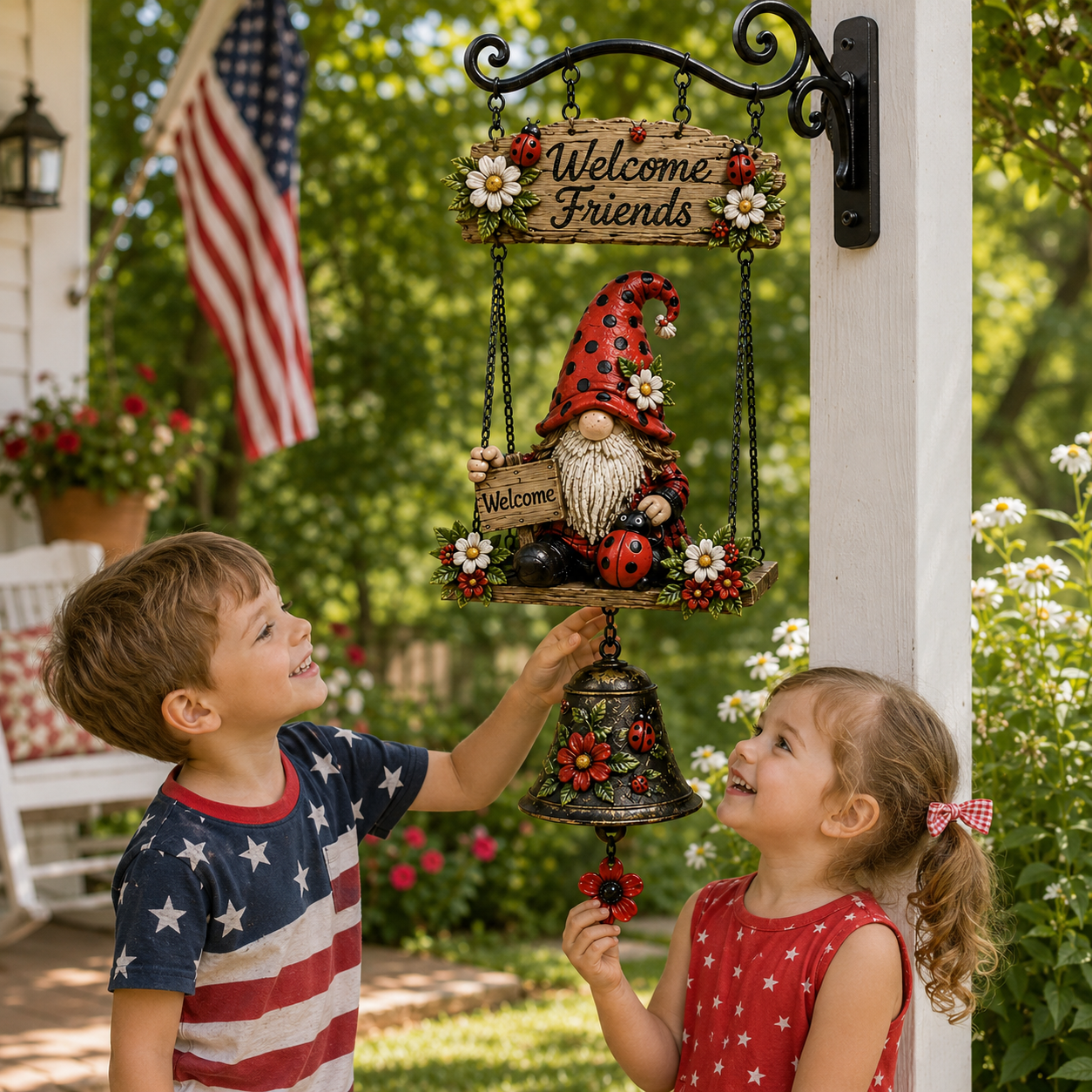 🔥 Rustic Garden Gnome Bell Outdoor Decor 🐞🌼