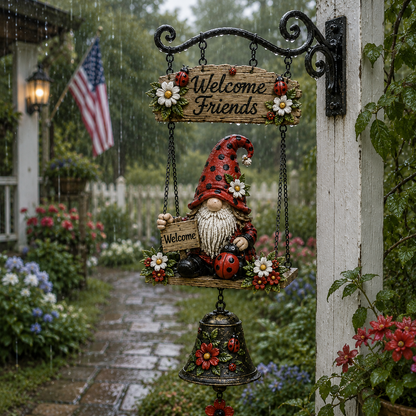 🔥 Rustic Garden Gnome Bell Outdoor Decor 🐞🌼