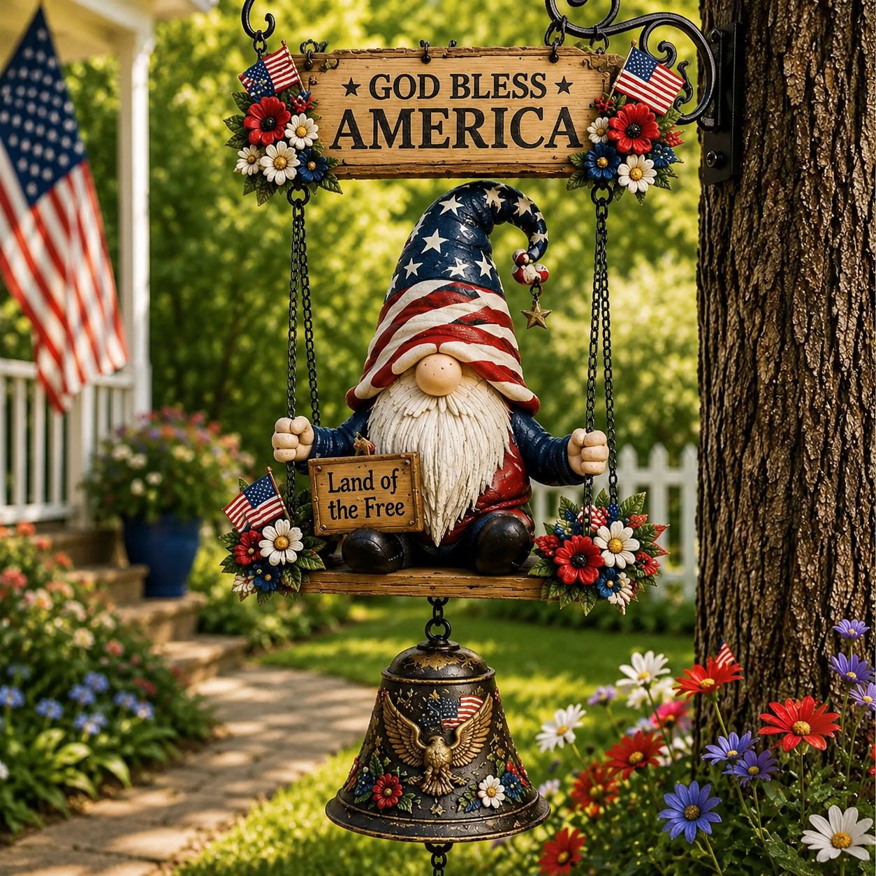 🔥 Rustic Garden Gnome Bell Outdoor Decor 🐞🌼