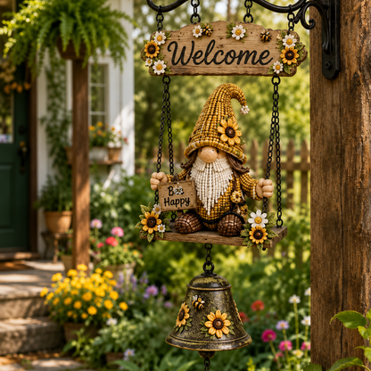 🔥 Rustic Garden Gnome Bell Outdoor Decor 🐞🌼