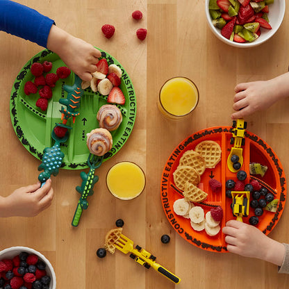 Dinosaur Themed Kids Plate &amp; Utensil Complete Set
