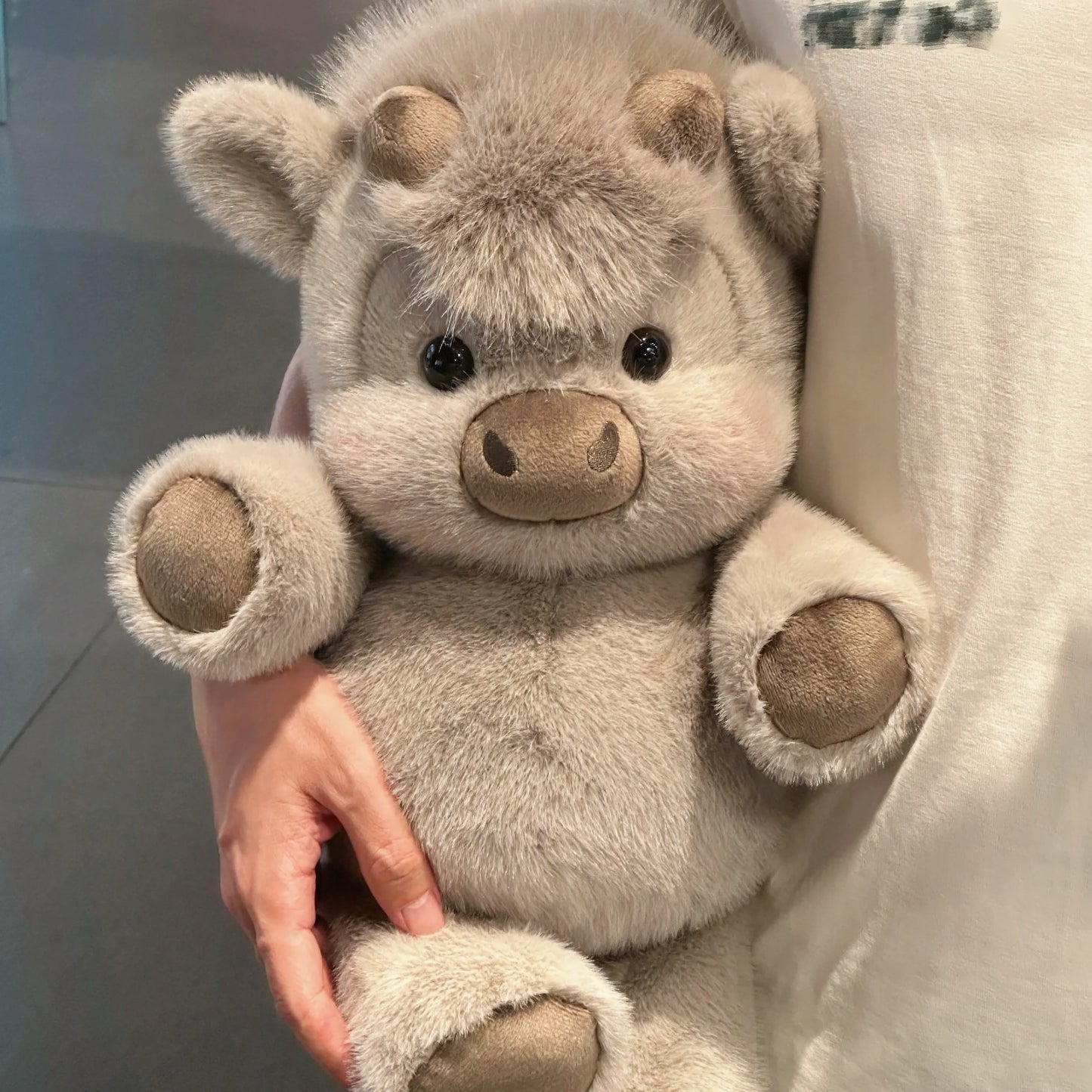 Cute Running Scottish Highland Cow Stuffed Animal