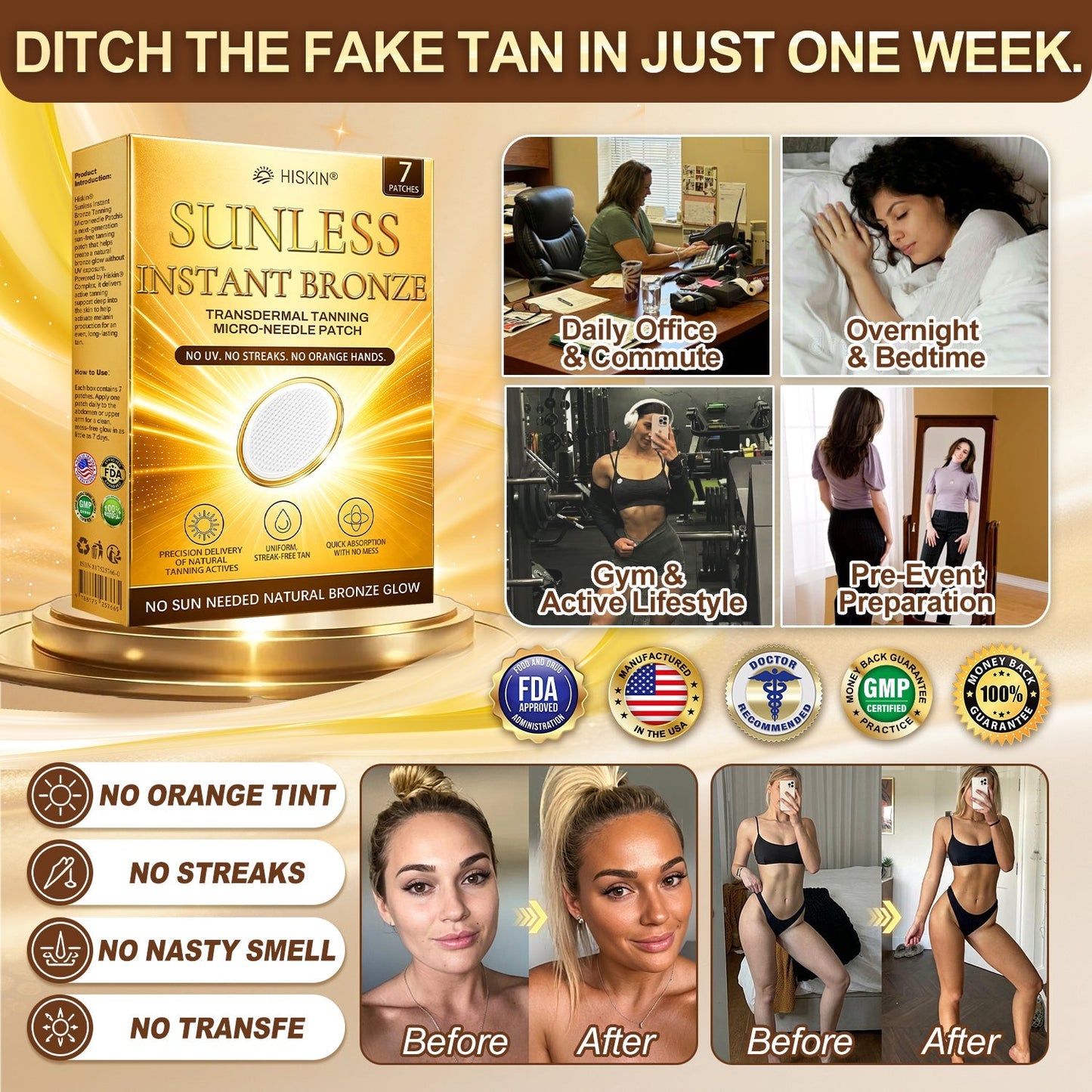 𝑶𝒇𝒇𝒊𝒄𝒊𝒂𝒍 𝑺𝒕𝒐𝒓𝒆 | ☀️☀️ 𝐇𝐢𝐬𝐤𝐢𝐧 𝐒𝐮𝐧𝐥𝐞𝐬𝐬 𝐈𝐧𝐬𝐭𝐚𝐧𝐭 𝐁𝐫𝐨𝐧𝐳𝐞 𝐓𝐚𝐧𝐧𝐢𝐧𝐠 𝐌𝐢𝐜𝐫𝐨𝐧𝐞𝐞𝐝𝐥𝐞 𝐏𝐚𝐭𝐜𝐡 🇺🇸 (𝐉𝐮𝐬𝐭 𝐨𝐧𝐜𝐞 𝐚 𝐝𝐚𝐲) 𝐕𝐢𝐬𝐢𝐛𝐥𝐞 𝐁𝐫𝐨𝐧𝐳𝐞 𝐆𝐥𝐨𝐰 𝐢𝐧 𝟕 𝐃𝐚𝐲𝐬 ✅ 𝐍𝐨 𝐔𝐕, 𝐍𝐨 𝐎𝐫𝐚𝐧𝐠𝐞, 𝐍𝐨 𝐒𝐭𝐫𝐞𝐚𝐤𝐬, 𝐍𝐨 𝐃𝐇𝐀, 𝐍𝐨 𝐌𝐞𝐬𝐬.