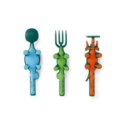 Dinosaur Themed Kids Plate &amp; Utensil Complete Set