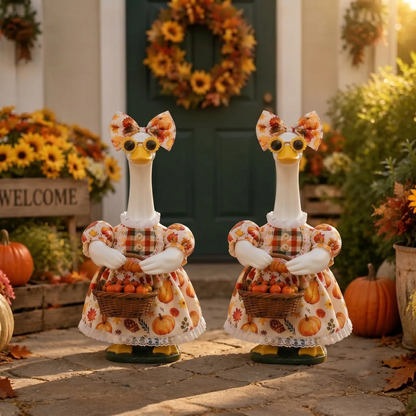 🍁 Harvest Blessings Porch Goose Outfit – Thanksgiving Pumpkin Dress Set for 23" Lawn Goose🎃