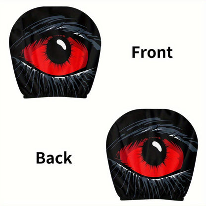 2Pcs Red Devil Eye GM Compatible Car Headrest Covers