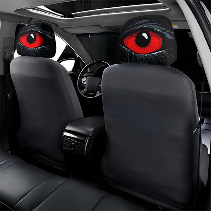 2Pcs Red Devil Eye GM Compatible Car Headrest Covers