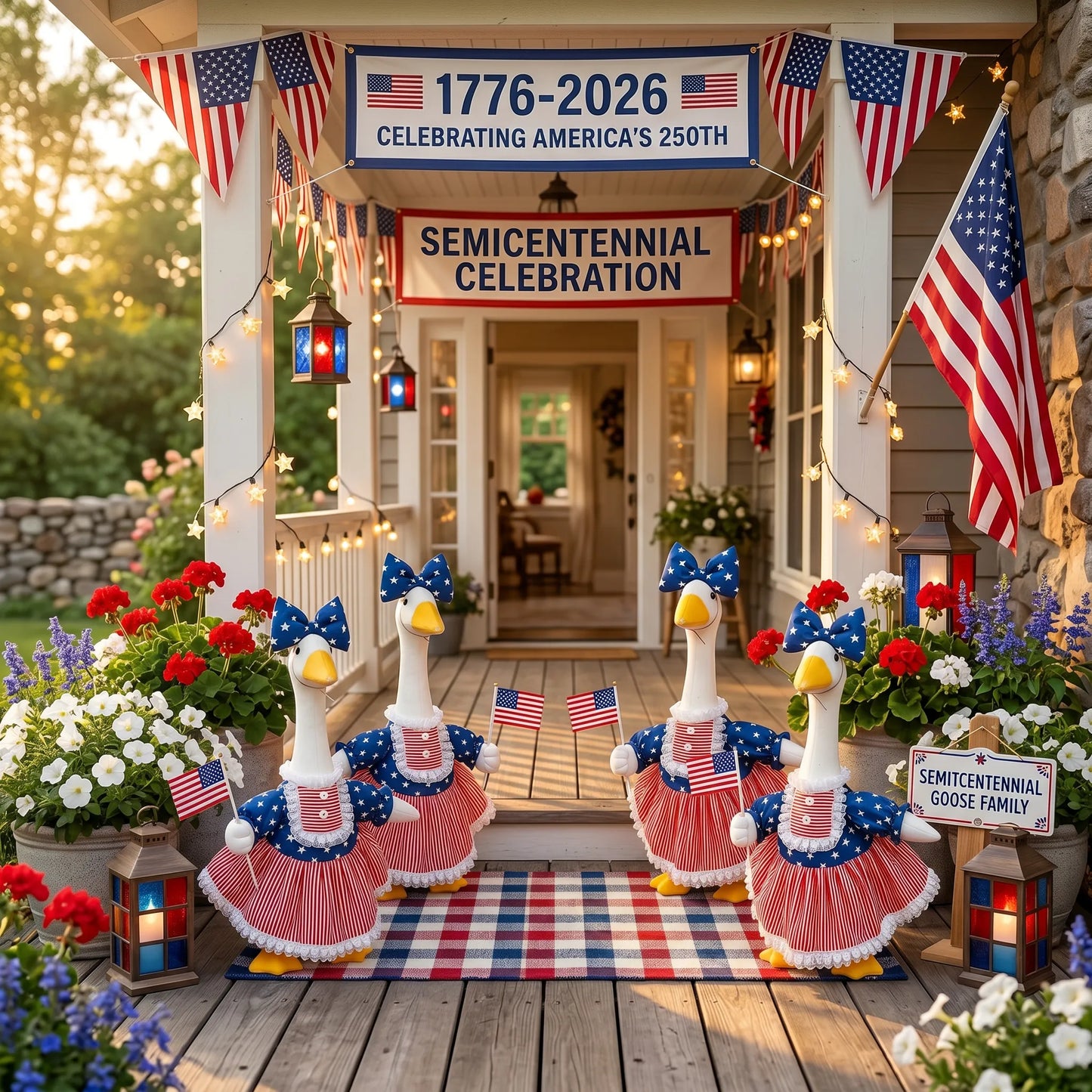 🇺🇸 Patriotic Porch Goose Outfit – Red White & Blue Tutu Dress🏡