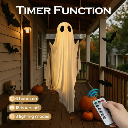 5FT Lighted Hanging Ghost Swing Outdoor Decor