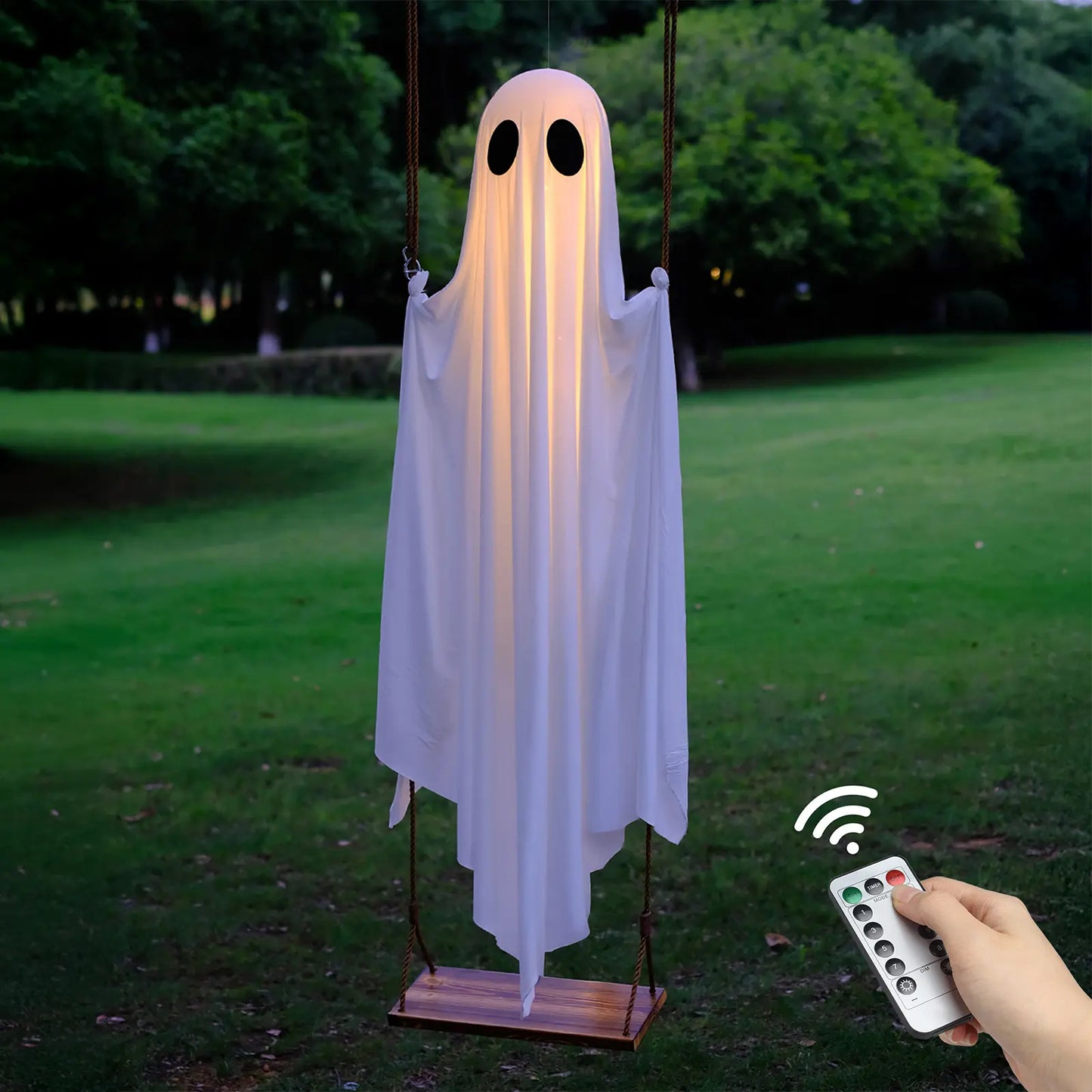5FT Lighted Hanging Ghost Swing Outdoor Decor