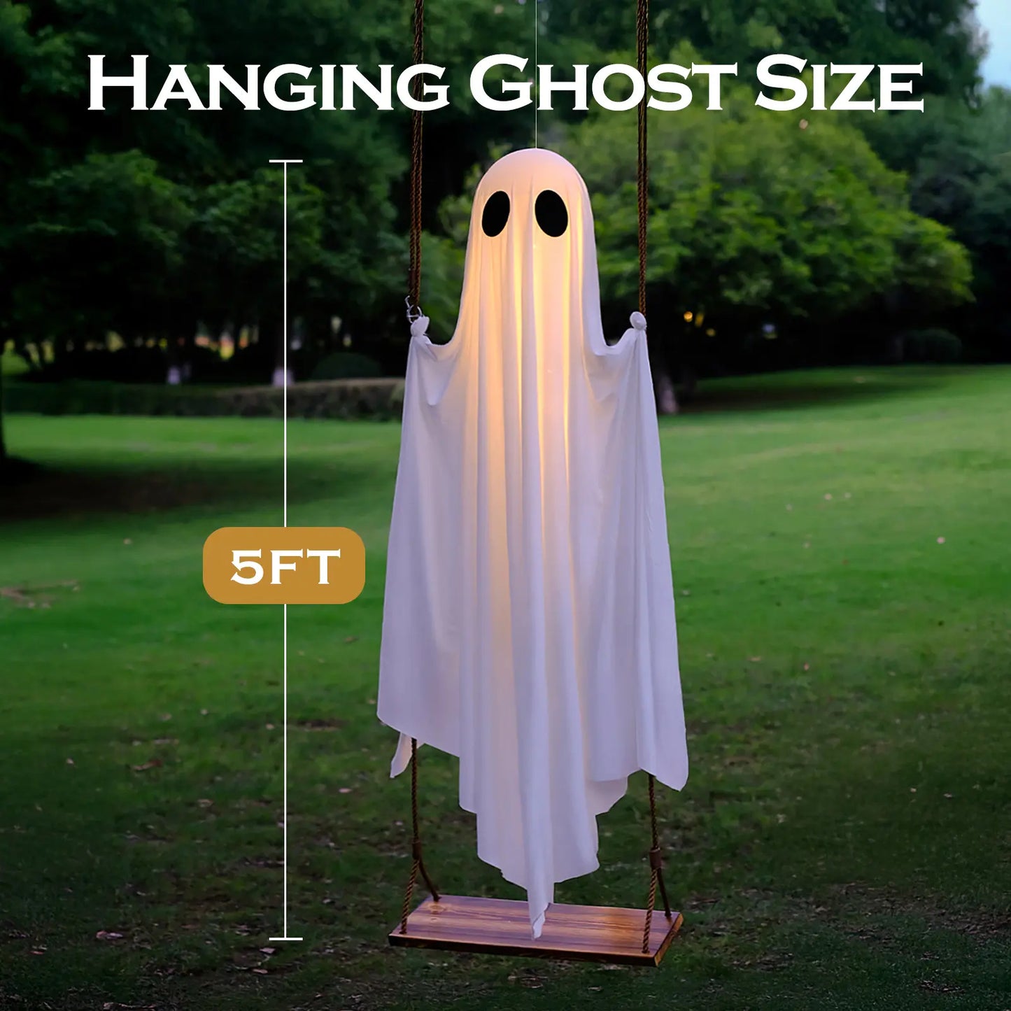 5FT Lighted Hanging Ghost Swing Outdoor Decor