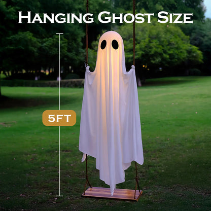 5FT Lighted Hanging Ghost Swing Outdoor Decor