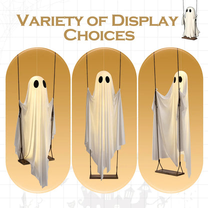 5FT Lighted Hanging Ghost Swing Outdoor Decor
