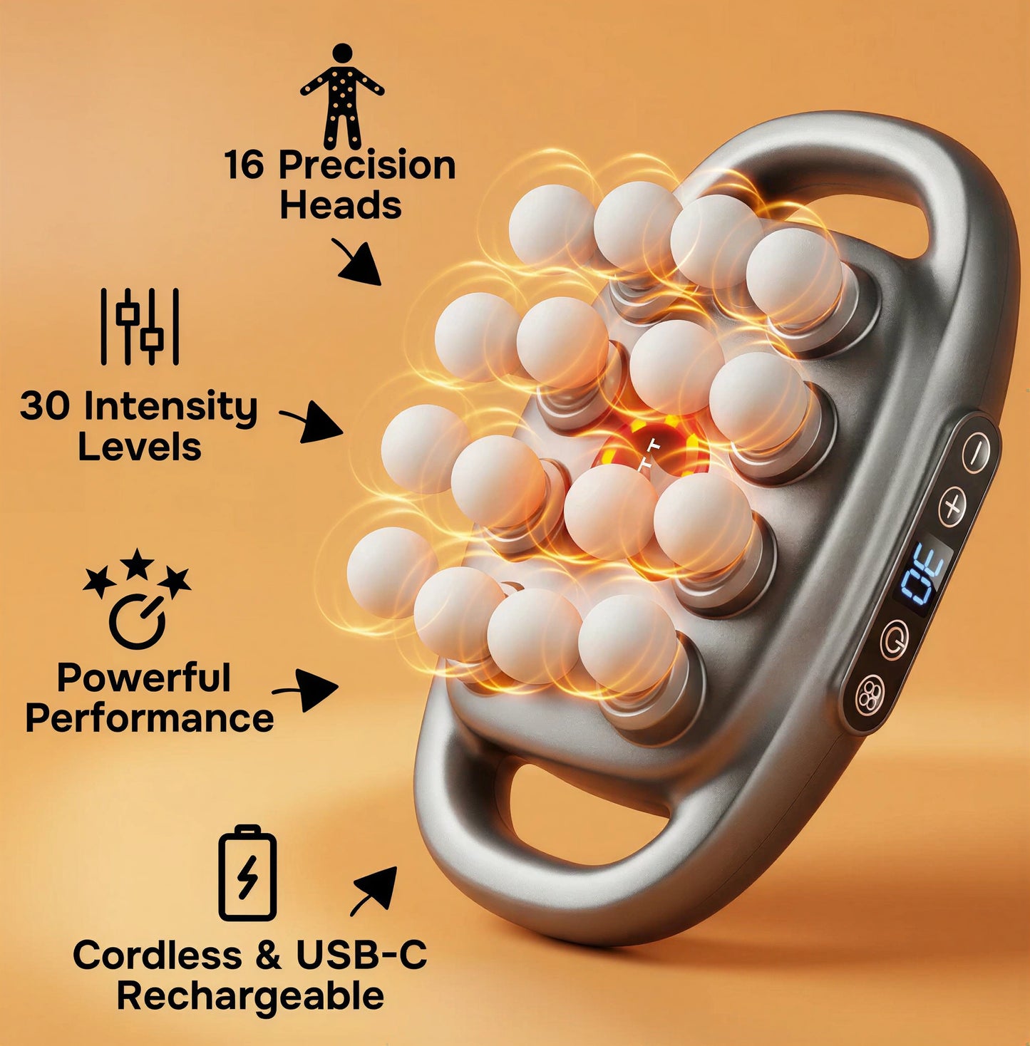 16-Head Deep Tissue Massage Gun for Muscle Recovery