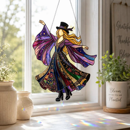💃 Stevie Nicks 🤘 Handmade Stained Glass Spinning Suncatcher