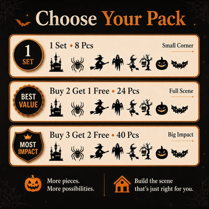 🎃8 Pack Halloween LED Silhouette Wall Light Stickers