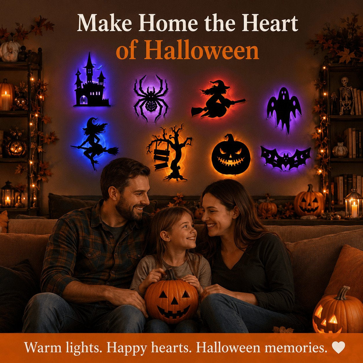 🎃8 Pack Halloween LED Silhouette Wall Light Stickers