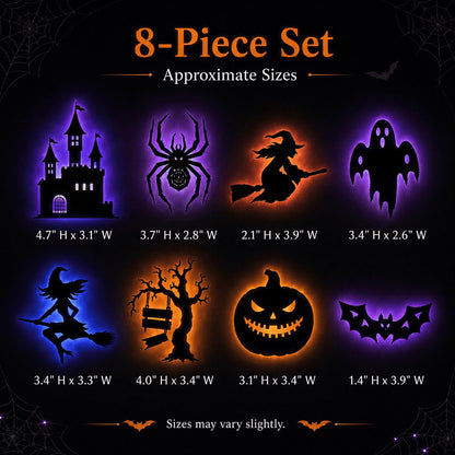 🎃8 Pack Halloween LED Silhouette Wall Light Stickers