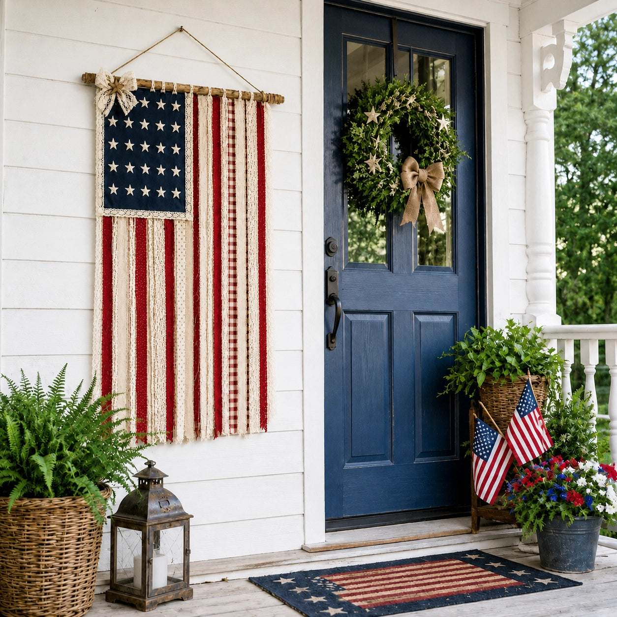 Lighted Patriotic Wall Hanging Banne