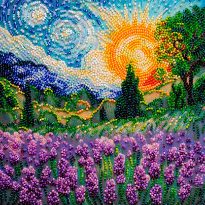 💫Lavender Field Bead Embroidery Kit| 3D Beaded Painting DIY Craft