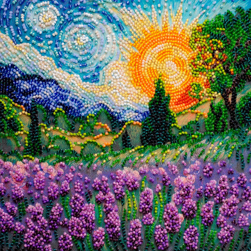 💫Lavender Field Bead Embroidery Kit| 3D Beaded Painting DIY Craft