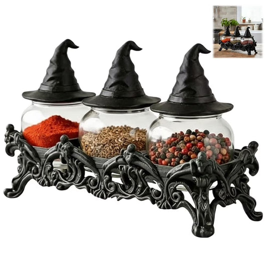🧙‍♀️ Witchy Apothecary Spice Jar Set – Vintage Gothic Kitchen Decor & Magical Herb Storage