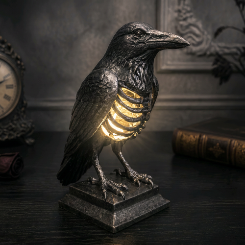 🐦‍⬛Gothic Raven with open ribcage chest with LED lights stunning figurine