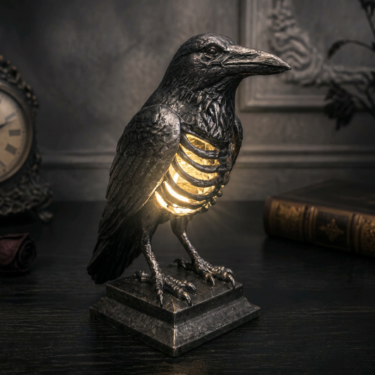 🐦‍⬛Gothic Raven with open ribcage chest with LED lights stunning figurine