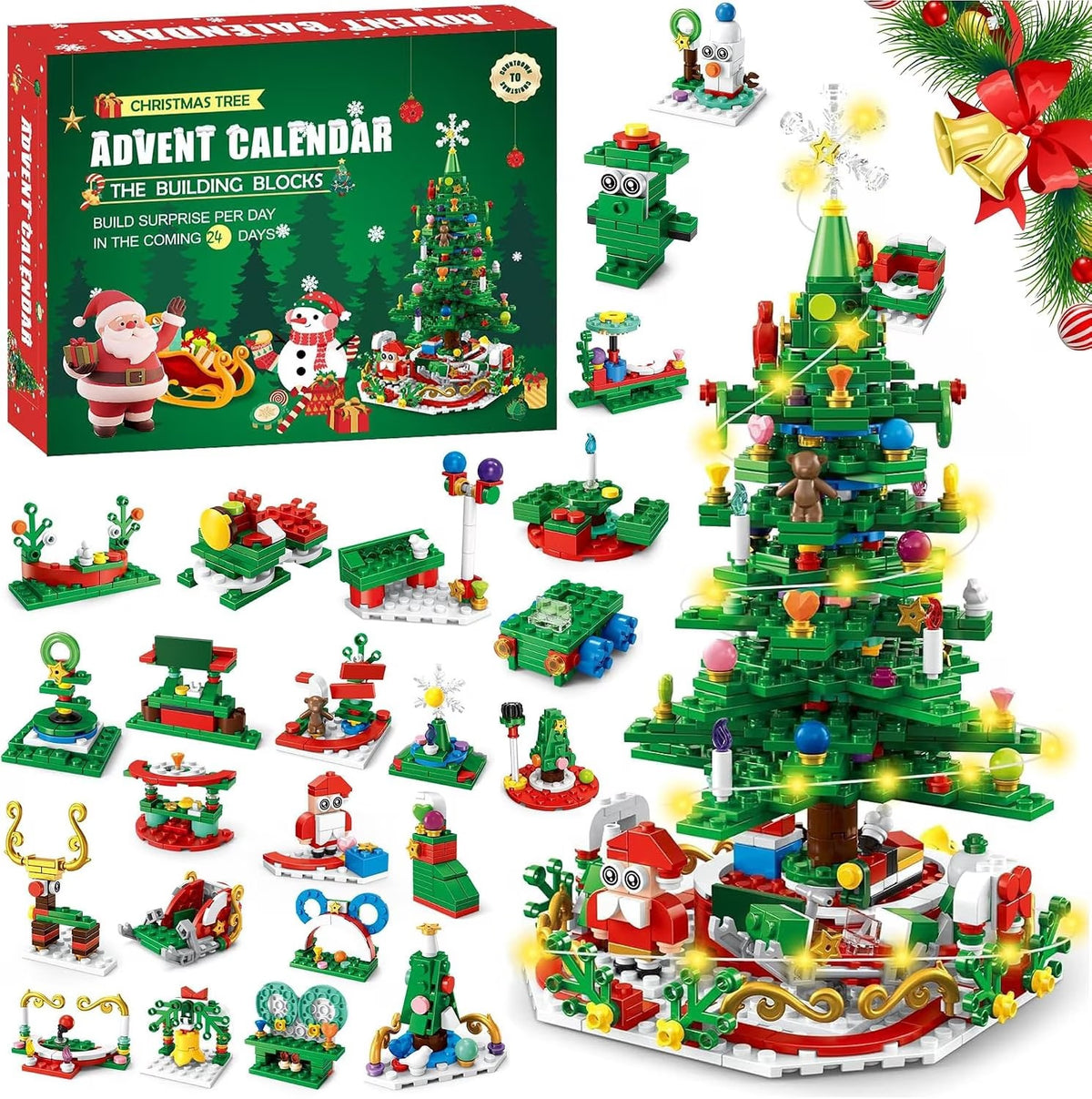 🔥Christmas Sale🎁24 Days Christmas Tree Model Kit Building Block Advent Calendar