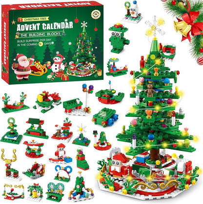 🔥Christmas Sale🎁24 Days Christmas Tree Model Kit Building Block Advent Calendar