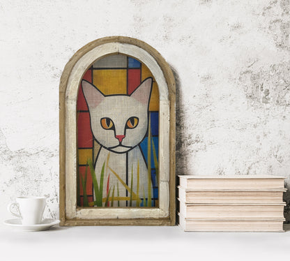 🐈‍⬛Eclectic Wall Art | Handmade Framed Cat Art |14" x 22"