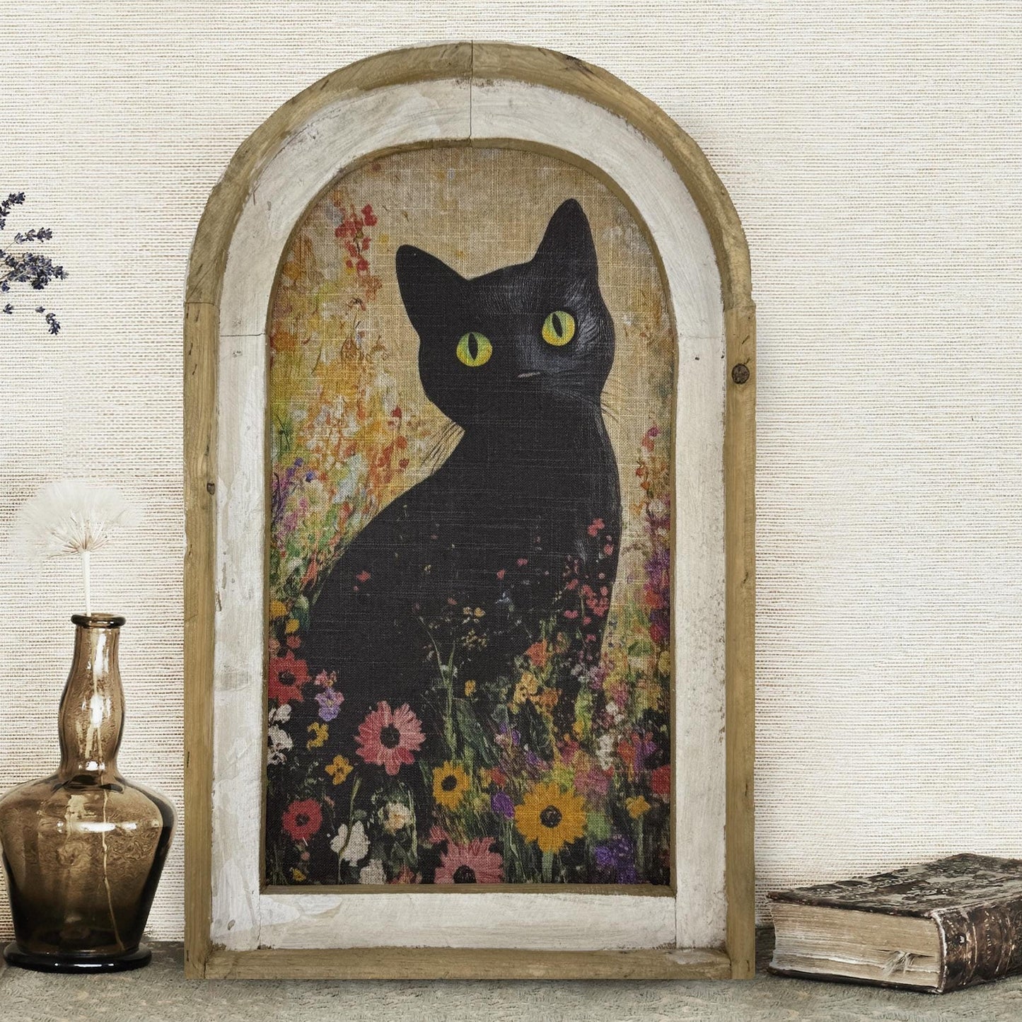 🐈‍⬛Eclectic Wall Art | Handmade Framed Cat Art |14" x 22"