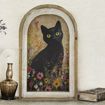 🐈‍⬛Eclectic Wall Art | Handmade Framed Cat Art |14" x 22"