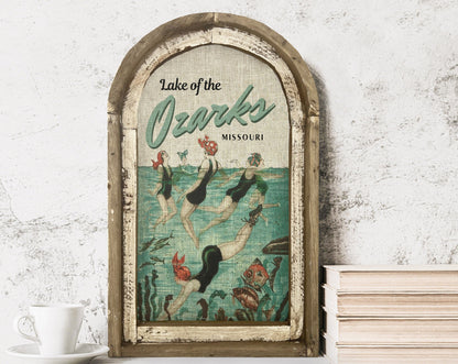 Lake of the Ozarks Wall Art | Missouri Travel Poster | Coastal Wall Decor | Lake Wall Art | Handmade Wood & Linen Wall Art