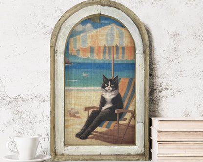 🐈‍⬛Eclectic Wall Art | Handmade Framed Cat Art |14" x 22"