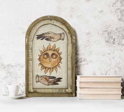 Sun Wall Art | 14" x 22" | Celestial Decor | Eclectic Wall Decor | Psychic | Mystic Hands | Zodiac