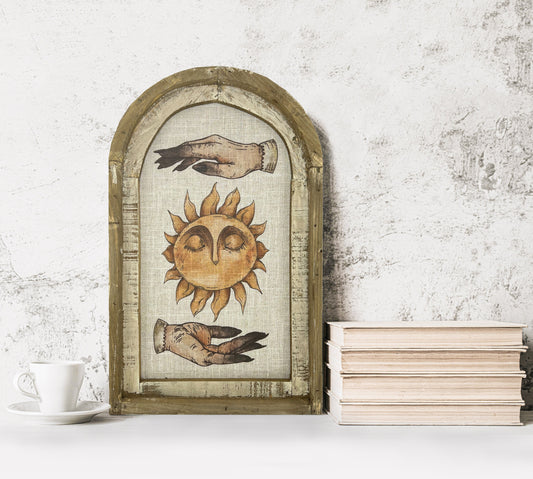 Sun Wall Art | 14" x 22" | Celestial Decor | Eclectic Wall Decor | Psychic | Mystic Hands | Zodiac