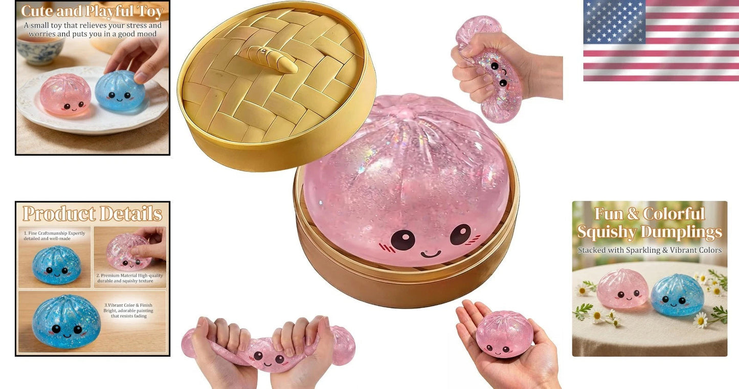 🥠The Original Glitter Dumpling Splat! - Premium Slow-Rising Stress Relief Squishy Toy
