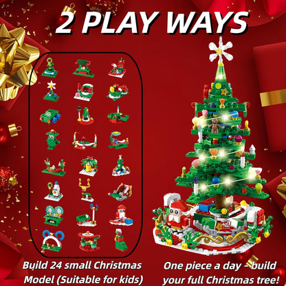 🔥Christmas Sale🎁24 Days Christmas Tree Model Kit Building Block Advent Calendar