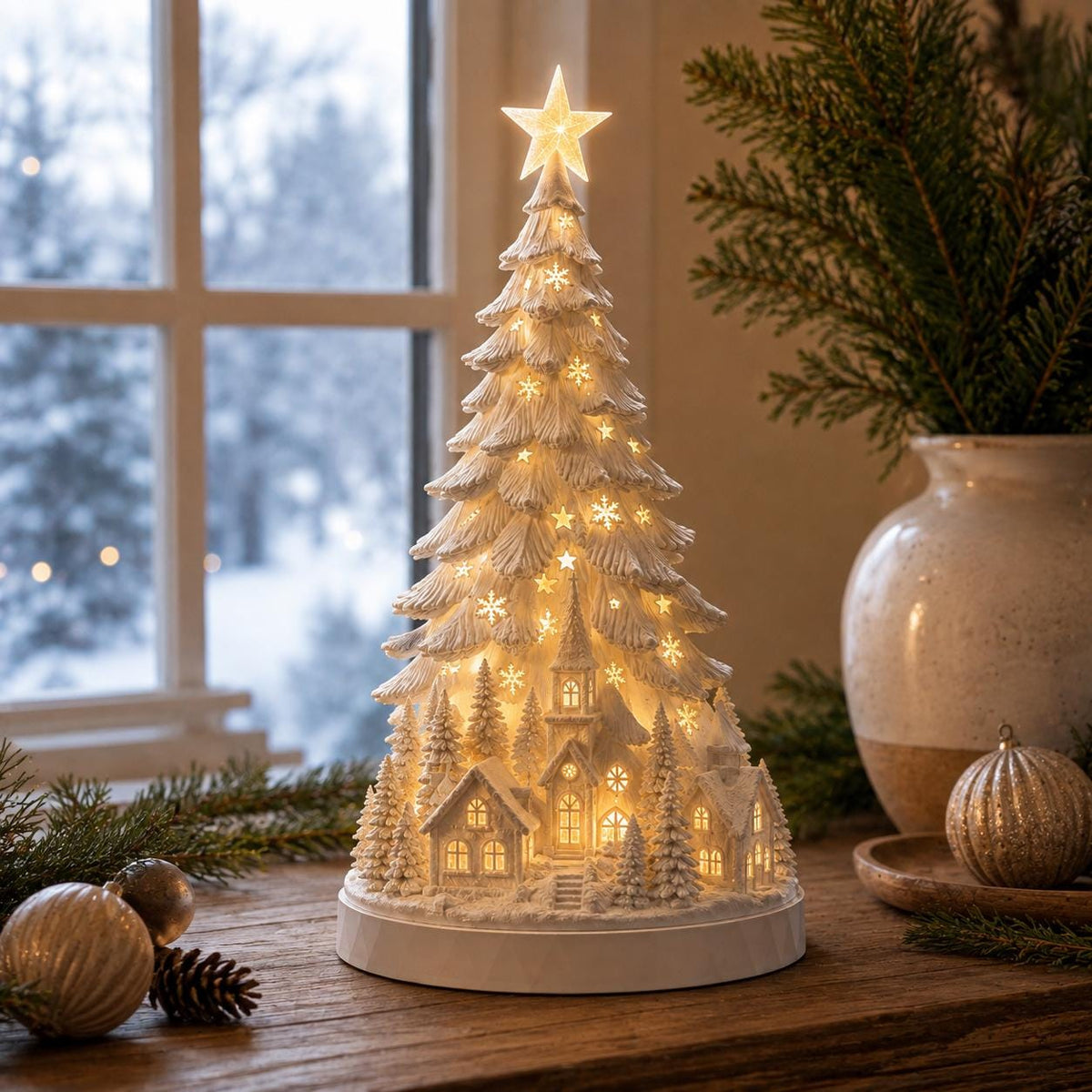 🔥Christmas Sale🎁Nordic Christmas Village LED Winter Christmas Tree Light