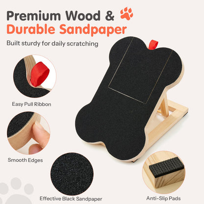 Dog Nail Scratch Board Scratcher Treat Dispenser Non-Slip Wood Sandpaper