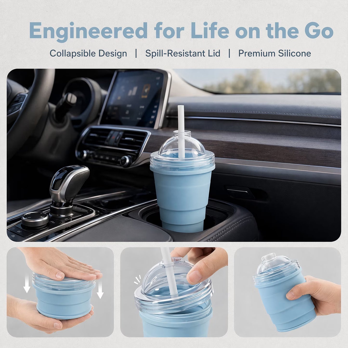 🎉 2-in-1 Collapsible Silicone Ice Ball Maker Cup with Straw