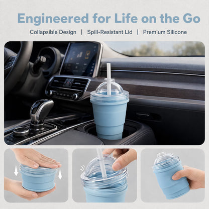 🎉 2-in-1 Collapsible Silicone Ice Ball Maker Cup with Straw