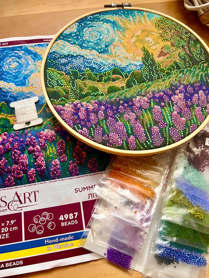 💫Lavender Field Bead Embroidery Kit| 3D Beaded Painting DIY Craft