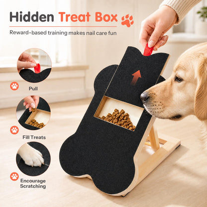 Dog Nail Scratch Board Scratcher Treat Dispenser Non-Slip Wood Sandpaper