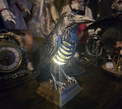 🐦‍⬛Gothic Raven with open ribcage chest with LED lights stunning figurine