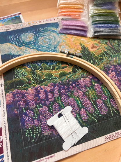 💫Lavender Field Bead Embroidery Kit| 3D Beaded Painting DIY Craft