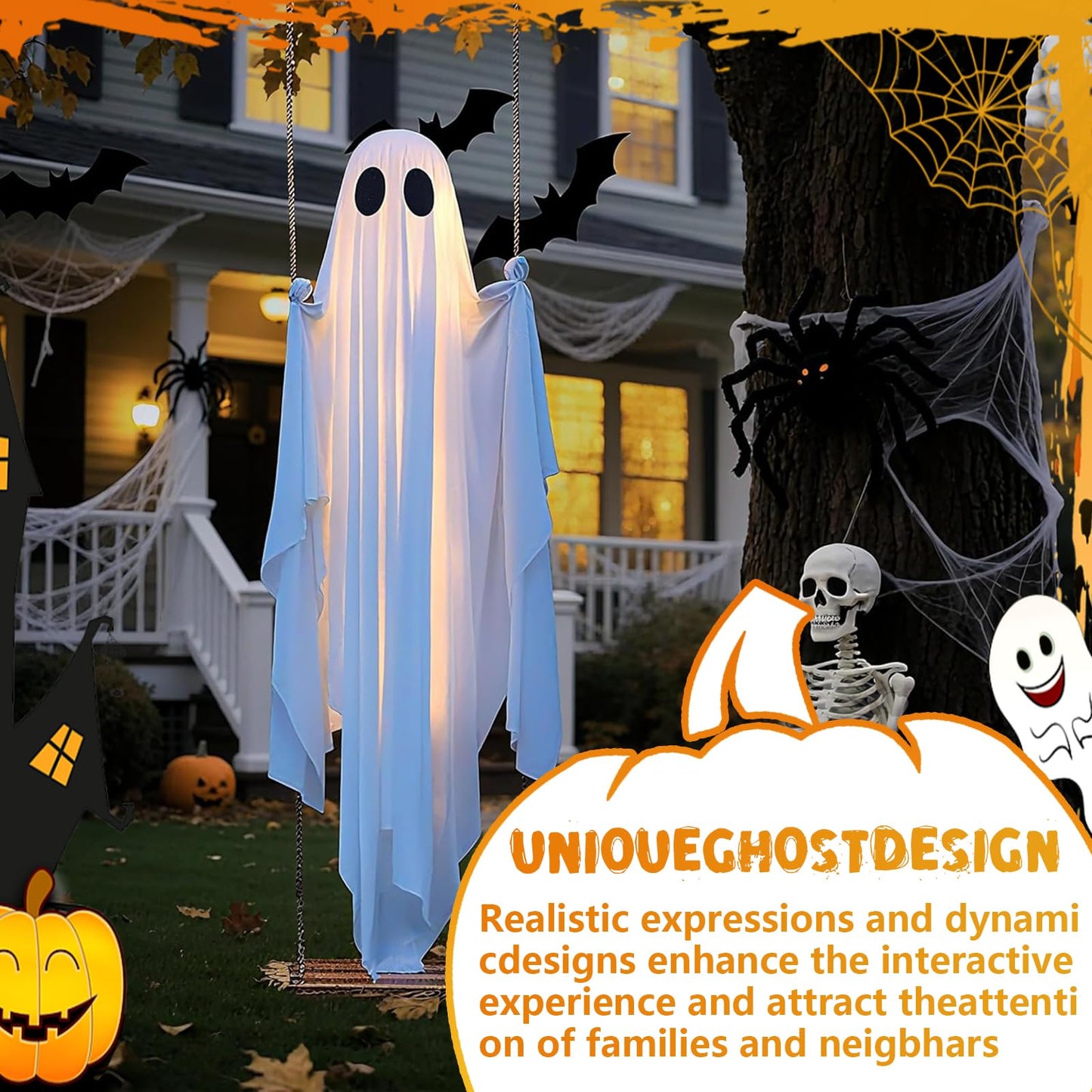 👻✨ 5FT LED GLOWING GHOST SWING